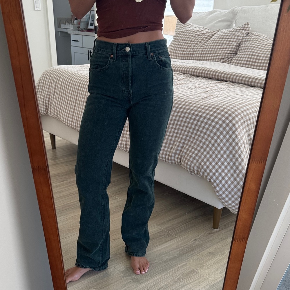 Re/Done Dark Green Women's Straight Leg Jeans